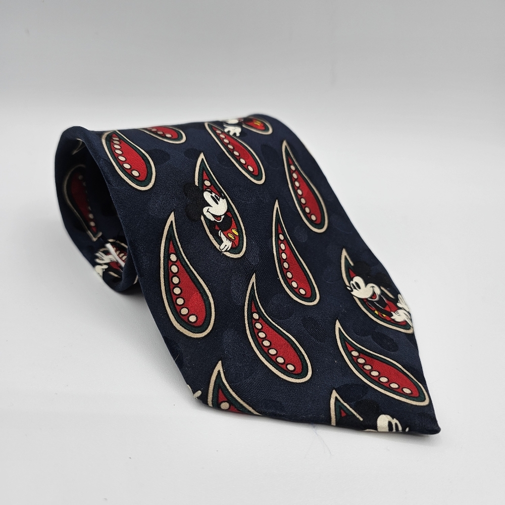 Disney Store Vintage Mickey Mouse 100% Silk Paisley Tie Mickey Mouse